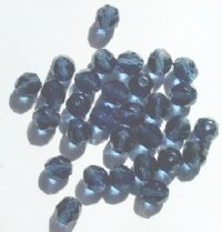 25 8mm Faceted Montana Blue Firepolish Beads